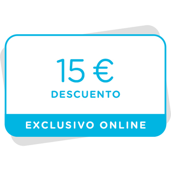 Vale de 15€ de descuento en tu próxima compra en la tienda online